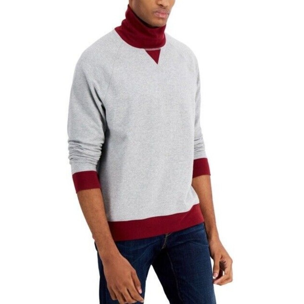 Mens Turtleneck Fleece Sweatshirt XLarge in Soft Grey Heather Club Room - Picture 1 of 16